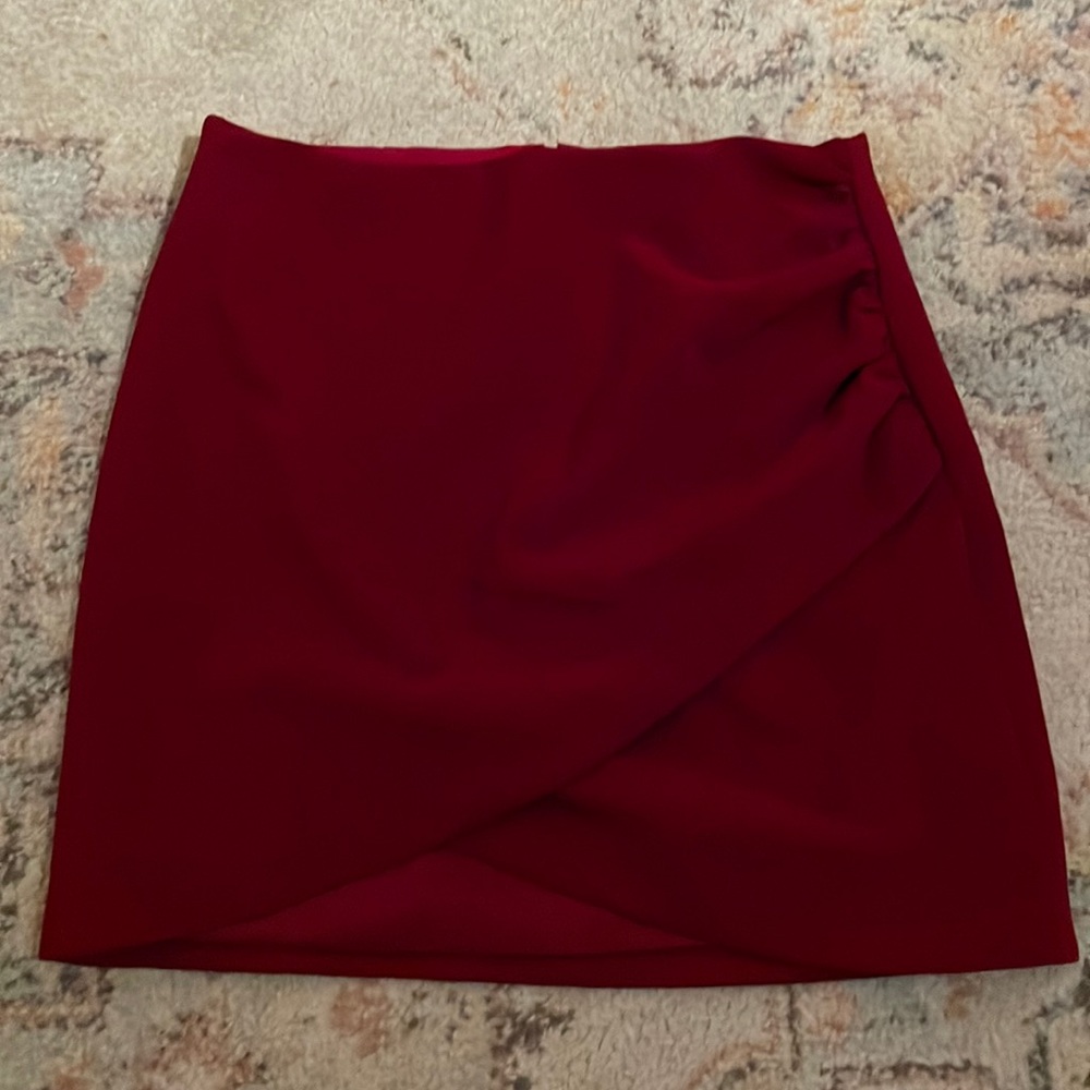 Alice + Olivia Burgundy Wrap-Front Mini Skirt